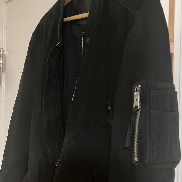 All Saints -Black Suede - Medium Bomber - Picture 4 of 5